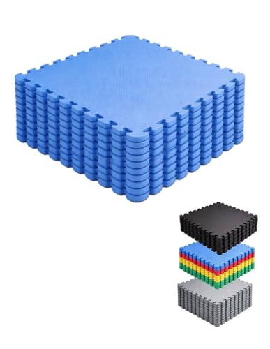 JARDIN202 - Esterilla Fitness Puzzle Suelos para Gimnasio | Set Protección de Goma Espuma, Tatami, Alfombra Expandible 60x60cm (10mm) | 8 Uds | 2,88 m² (Azul)