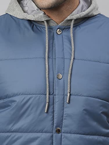 Image of Dennis Lingo Color Block Polyester Regular Fit Full Sleeves Men's Hooded Puffer Jacket with 2 Pockets - Lightweight Casual Winterwear for Men