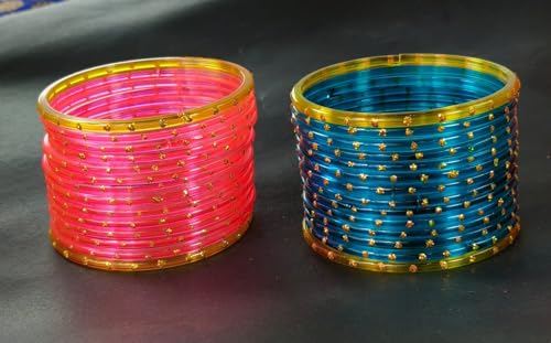 Image of NMII Glass with Plain and Glossy Finished Bangle Set For Women and Girls