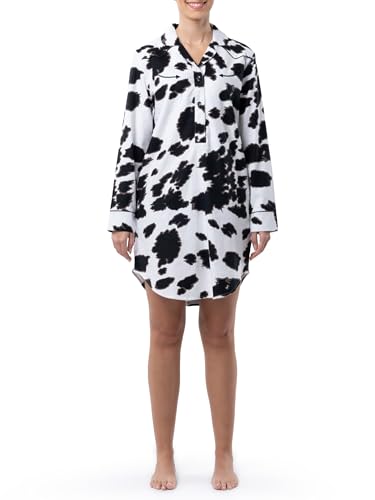 Wrangler Women's Mid-Length Flannel Sleep Shirtdress, Cow Print, 4X - image 1