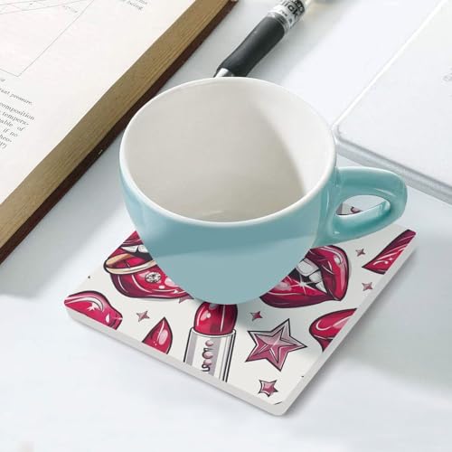 Dessous de verre carrés céramique contre taches et rayures