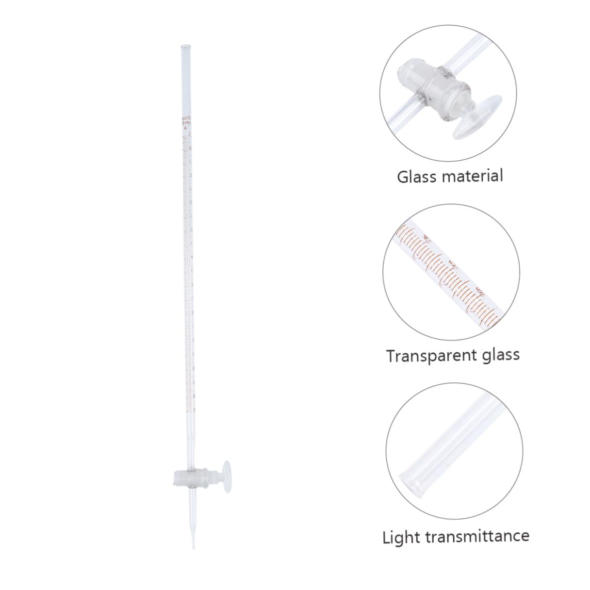Homoyoyo Pipette Graduée en Verre Compacte et Légère pour Laboratoire, Burette Chimie Graduée pour Expérience de Laboratoire et Utilisation par Étudiants