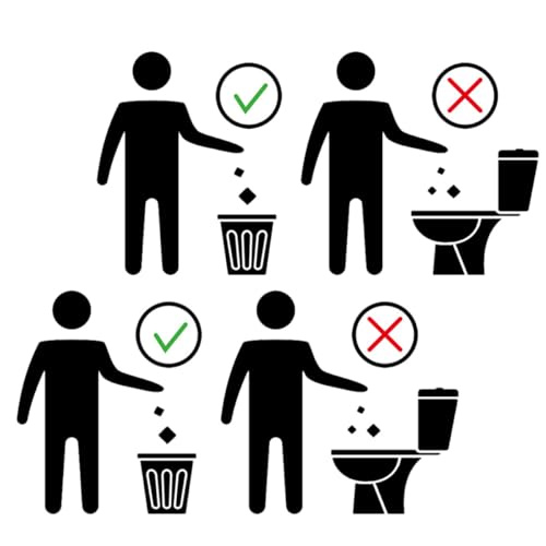 TOYANDONA 2 hojas Pegatinas de Pared para Baño Señales de Advertencia para Inodoro Autoadhesivas Resistentes para Evitar Atascos Aseos Públicos y Hogar