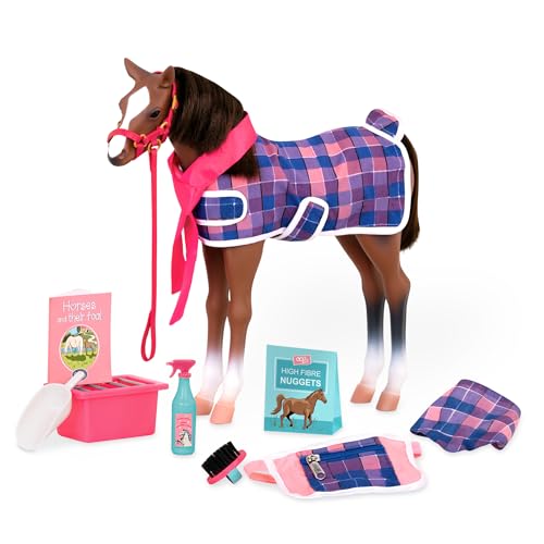 Our Generation Quarter Horse Foal Grooming & Feeding Set 12 Pieces Horses