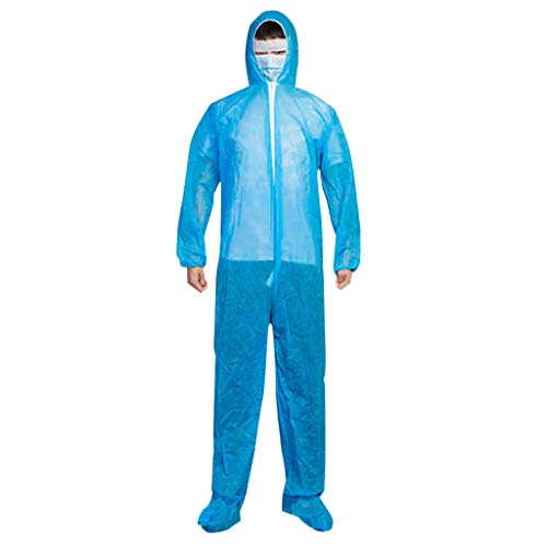 Lloopyting Disposable Protective Coverall Waterproof Oil-Resistant Hazmat Isolation Suit Blue