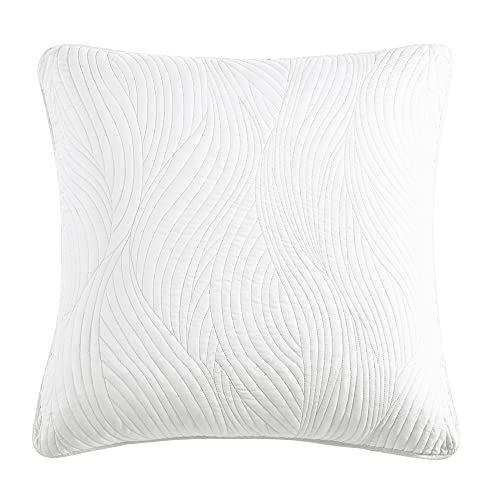 Brielle Home Stream Textured Pillow European Sham, Modern Chic Decorative Sofa Throw Euro Sham, 26 x 26 , White