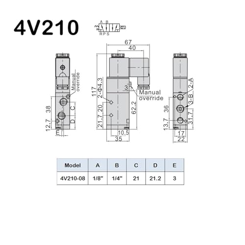 Vanne d'air électromagnétique DC12V à commutation rapide 2 positions 5 ports