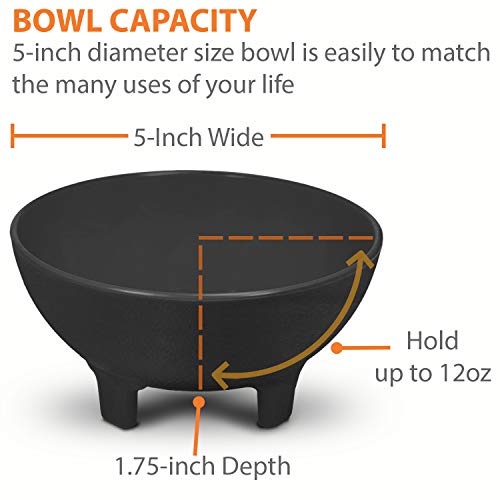Ksev Salsa Bowls, Plastic Mexican Molcajete Chips Guacamole, Serving Dish, Sauce Cup, Side Dish, Snack, Chips, Dip, Nuts Or Candy. Great To Use At Any Event. (Black - 6 Pack) #TOP2