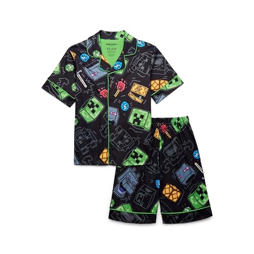Minecraft Boys 2-Piece Loose-fit Pajama Set Soft & Cute for Kids Black Creeper 6