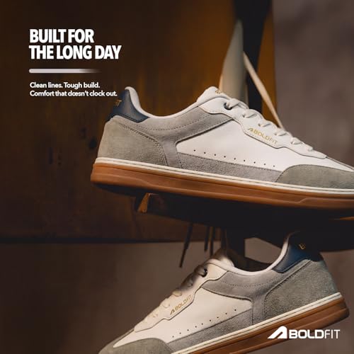 Image of Boldfit Sneakers for Men Casual Stylish Sneakers for Man with Premium PU Leather Upper, Cushioned Insole, Padded Collar, Breathable Lining & TPR Grip Sole Everyday Wear Shoes for Men Klunys