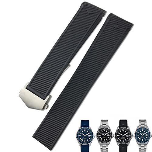Bouteille de montre en silicone en caoutchouc de 22 mm bande de montres marron bleu noir