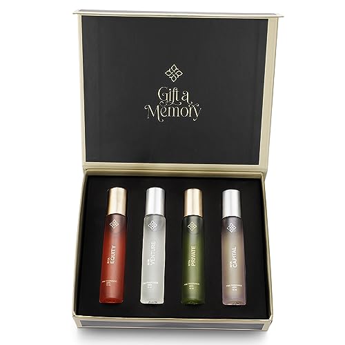 Image of Riya Gift A Memory Men Eau De Liquid Parfum Gift Set 4 X 15Ml For Men With Private, Equity, Venture, Capital | Musk, Oudh Wood | Long Lasting Edp Fragrance Set