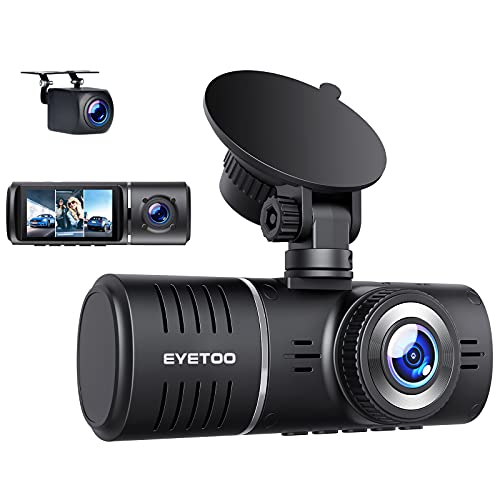 3 Channel Dash Cam, 1080P Dash Cam Front Rear and Inside Triple Car Camera, 2.45 Inch Dashboard Camera 170Â° Wide Angle Dash Camera with IR Night Vision G-Sensor Parking Monitor Loop Recording