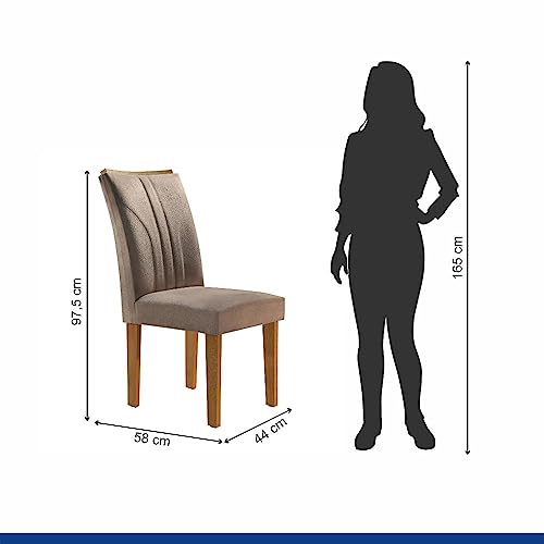 Conjunto Mesa Laguna Tampo Slim Vidro Plus 6 Cadeiras Laguna Cel Móveis Ypê/off White/suede Pena