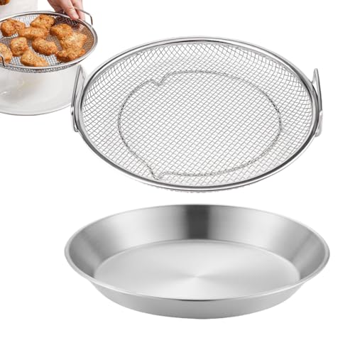 Frying Oil Drain Rack - Stainless Steel Food Draining Rack With Tray - Snack Containers, Fried Food Server, Net Draining Pan Str