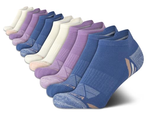 Image of Nautica Womens Low Cut Socks with Tab Mesh Cushioned Ankle Socks, 12 Pack | Breathable Mesh Fabric, Protective Tab, Cushioned Key Areas, Banded Arch Support, Low Cut Ankle, Shoe Size 4-10