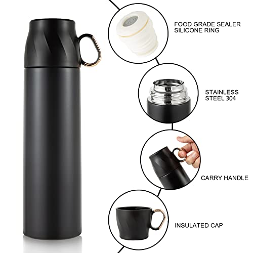 Sonncson Stainless Steel Insulated Water Bottle,Vacuum Thermoses Cup With Handle & Leakproof Lid,Double Walled Flask Coffee Cup Keep Hot & Cold 12 Hours,Sport Travel Mug Bpa Free 17Oz (Black) #TOP2