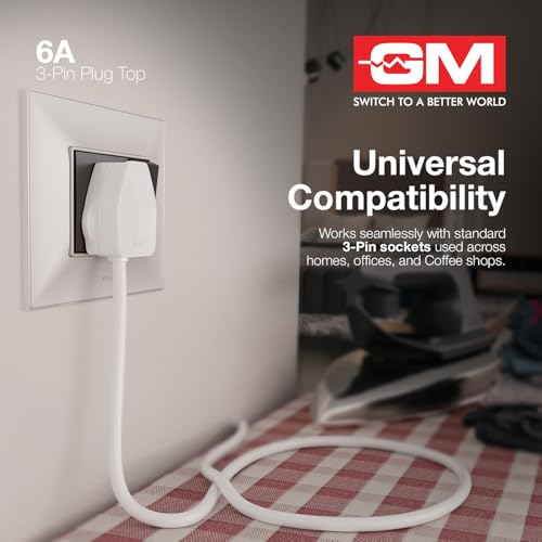 Image of GM G‑Home 8201 - 6 A 3‑Pin Plug Top Adapter with LED Indicator - Heavy-Duty & Stylish