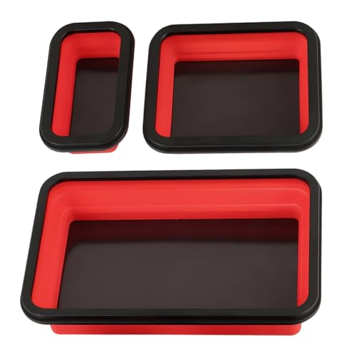 ZOLOTI Collapsible Magnetic Parts Tray Set of 3 Different Size, Foldable Silicone Tool Trays for Screws, Bolts, Nuts and Other Small Metal Parts