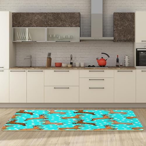 Alfombrillas de cocina de ciervo (paquete de 2), alfombras lavables y antideslizantes 3