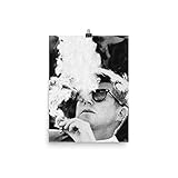 John F Kennedy Cigar and Sunglasses Black and White Poster