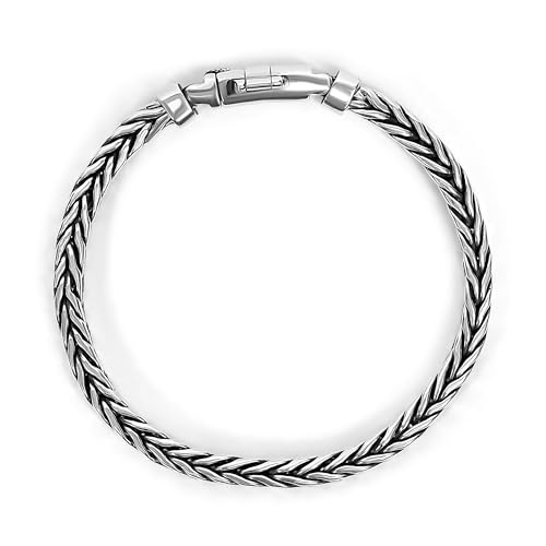 925 Sterling Silver Handmade Braided Bracelet For Men Crein3