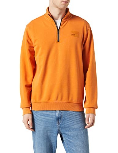 Street One MEN Herren D302254 Sweatshirt Troyer, Pumpkin orange, L