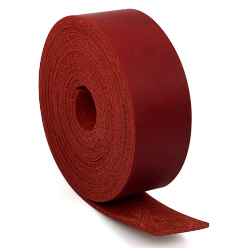 ABIDISO Leather Strap, 2mm Full Grain Crazy Horse Leather, 1"x72.5", Red