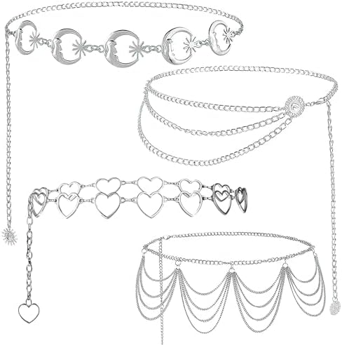 4 Stück Body Chains Gold - Verstellbare Bauchketten Für Frauen