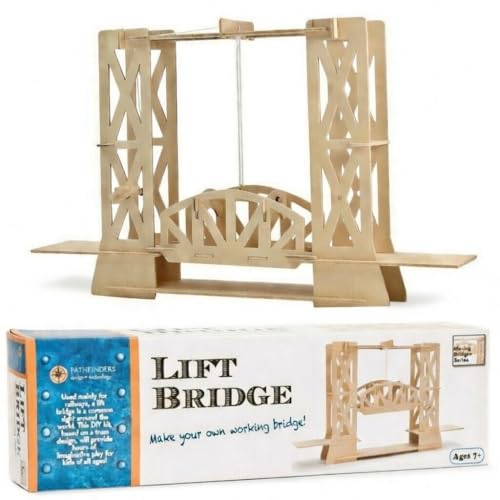 Pathfinders STEM Kit – Bridge Building Kit | Wooden Mechanical Engineering Toy for Kids Ages 7-9 | Lift Bridge 3D Puzzle | Educational Science & STEM Project