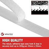 VELCRO Brand VEL60210 - Stick On Hook and Loop Fasteners | Perfect for Home or Office | 20mm x 1m Tape | White - Image 2