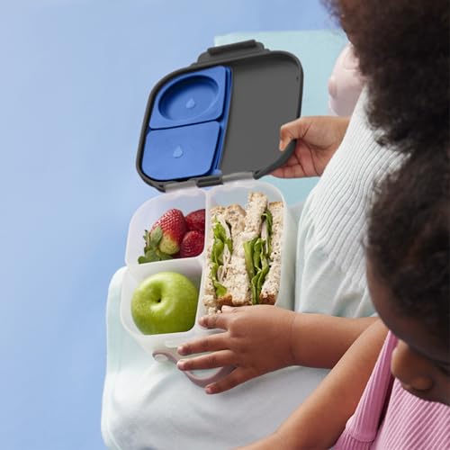 Image of b.box Mini Lunch Box Kids | 4.25 Cup Leak Proof Bento Box for Kids Ages 3+ | 3 Compartment Snack Containers, School Lunch Container, Dishwasher Safe, BPA-Free, PFAS-Free - Blue Slate