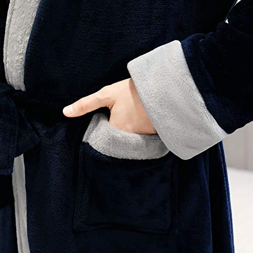 ZAKASA Hooded Robe for Men, Long Plush Male Bath Robes, Soft and Warm Full Length Bathrobes Winter Men's Sleepwear Housecoat4