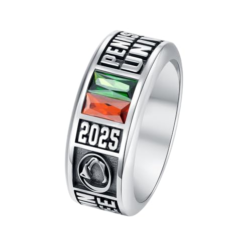 callie Custom Class Ring for Men - Personalized High School College Graduation Ring 2025 2026 with Birthstone, 925 Sterling Sliver, Jewelry Gifts for Son Daughter (With Gift Box)