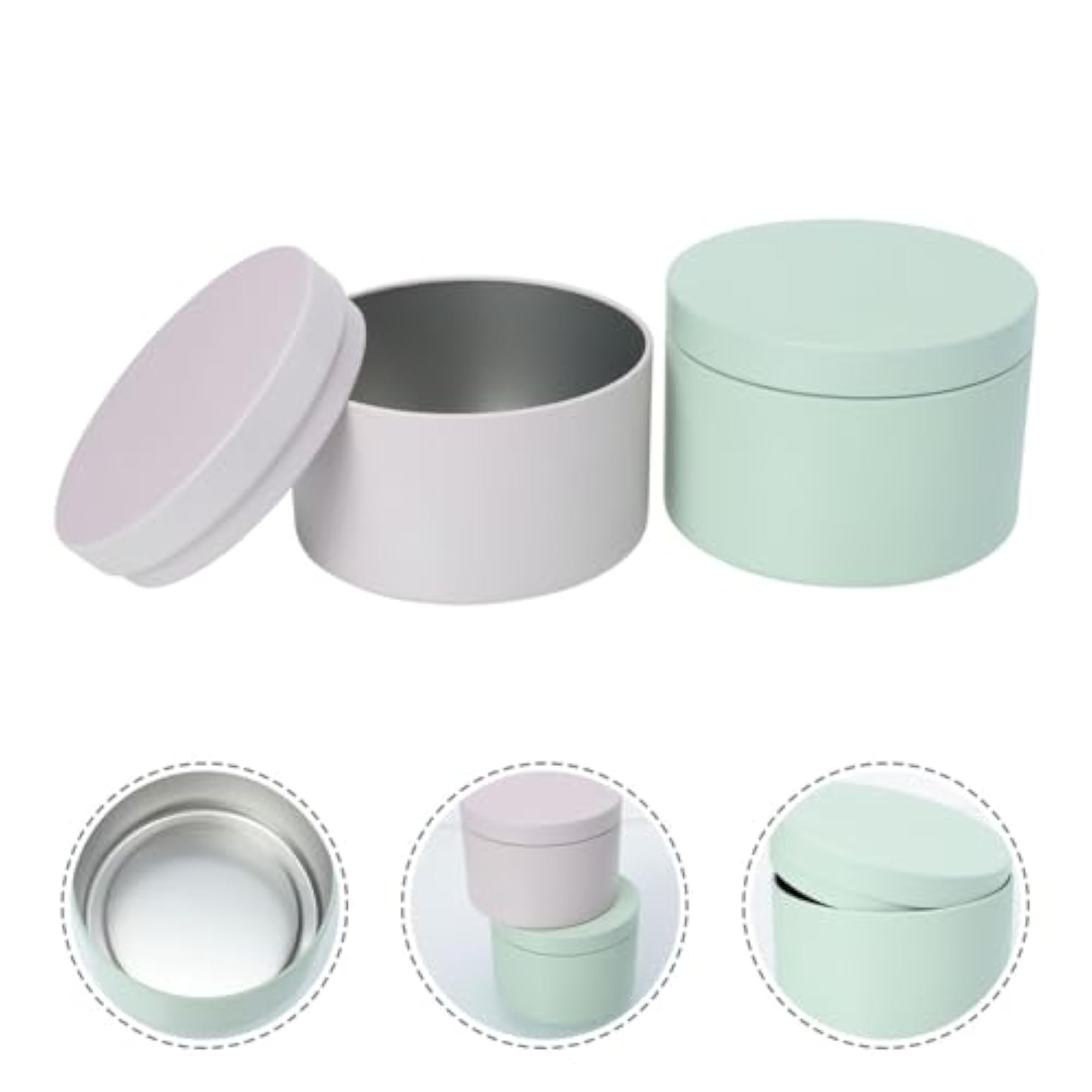2pcs Tinplate Candle Canisters with Lids, Round Storage Tins