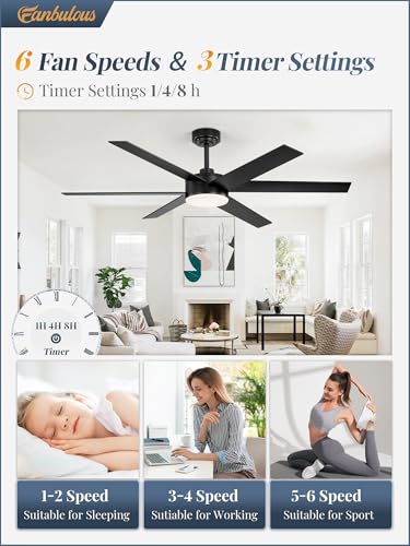 Image of Fanbulous 56 inch Outdoor Ceiling Fans with Lights, Dimmable 3CCT, Black