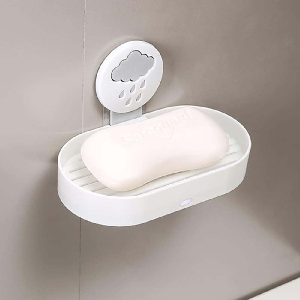 Jabonera de Doble Capa c/Drenaje Autoadhesivo, Ideal baño, Ducha o(E)