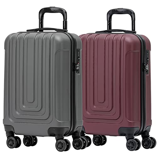 Flight Knight Premium Set of 2 Lightweight Cabin Suitcase - 8 Spinner Wheels - Built-in TSA Lock & USB Port - Luggage Approved for Over 100 Airlines Including easyJet, Ryanair & Jet2-55x35x20cm