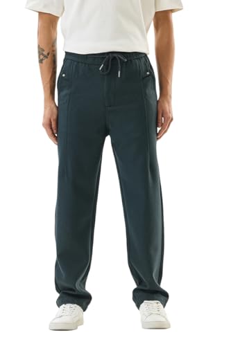 Image of SNITCH Men Chinos | Slim Fit Mid Rise Solid Pattern | Cotton Blend with Medium Stretch & Smooth Texture | Button & Zip Closure for Casual & Street Wear