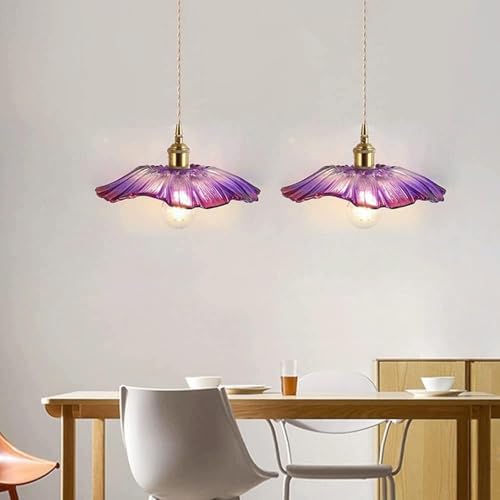 Lustre fleur rétro en verre violet pour une ambiance chaleureuse - 3