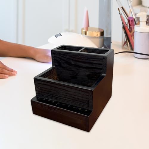 Caja organizadora para herramientas de manicura de madera miniatura 5
