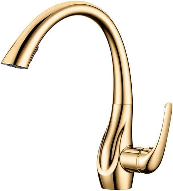 Kitchen Sink Faucet for Bar Farmhouse Commercial, Brass Faucets, Silver Single Handle Pull Out Tap, Hole Swivel 360 Degree Mixer