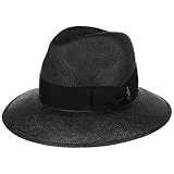 Made in Italy Borsalino Sombrero de Paja Big Brim Bogart Hombre - Made in Italy Verano para el jardín Playa con Banda Grosgrain Primavera/Verano - 60 cm Negro-Negro