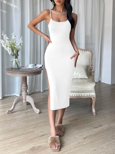 Image of Aahwan Black Solid Bodycon Midi Side Split Thigh Dress for Women's & Girl's