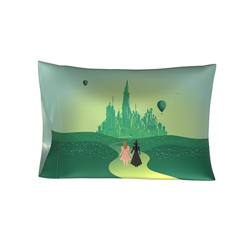 Wicked Elphaba and Glinda Beauty Silky Satin Standard Pillowcase Cover 20x30 for Hair and Skin, (Officially Licensed Product) - Wicked - Down the Road - 20 in x 30 in