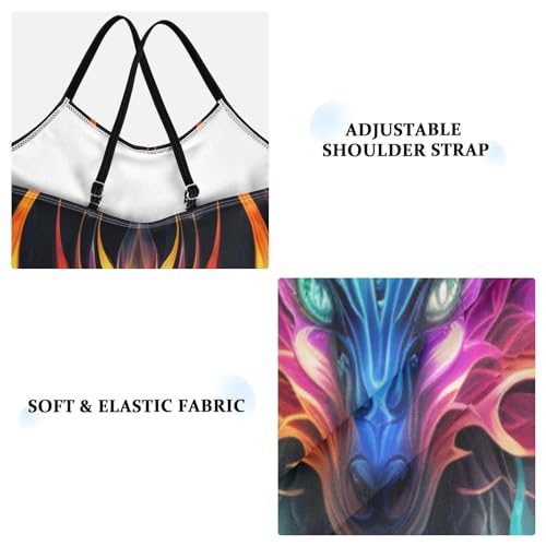 Girl's One Piece Swimsuit Colorful Dragon with Flame Wings Beach Bathing Swimwear3