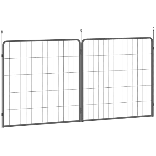 PawHut set di 2 pannelli di recinzione per cani per recinti esterni, 80 x 80 cm in acciaio, per cani di piccola e media taglia Nero