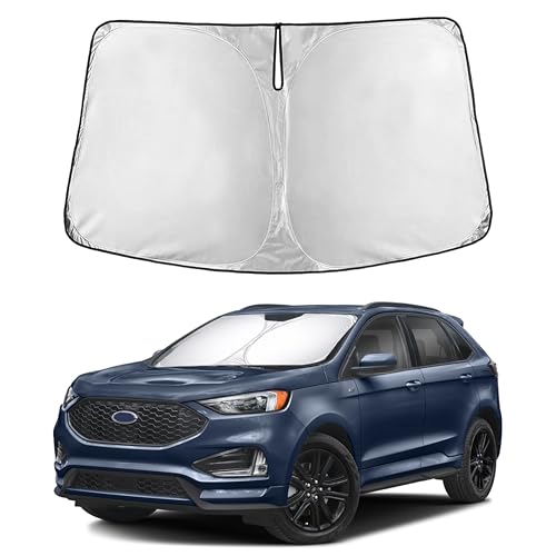 Image of EcoNour Windshield Sun Shade Compatible for Ford Edge 2015-2024 | SUV Front Window Sun Visor Protector | Foldable 4-Layer Sunshade | Blocks UV Rays & Keeps Cabin Cool