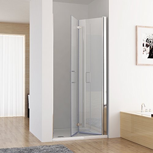 MIQU 75-120 x 195 cm Nischentür 2 TLG. Faltwand Aufsatz Duschwand Duschabtrennung (120cm)