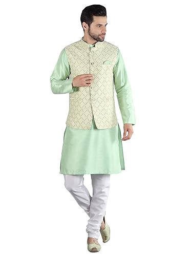 Image of Uri and MacKenzie Men's Silk Blend Kurta Pajama with Designer Ethnic Nehru Jacket /Modi Jacket